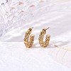 Clear Cubic Zirconia Twist Rope C-shape Stud Earrings JE941A-2