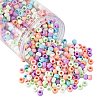 240g 6 Colors Acrylic Large Hole Beads Candy Color Flat Round/Disc SACR-CA0001-09-1