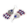 Alloy Glass Seed Beads Teardrop Chandelier Earrings EJEW-JE06509-7