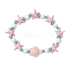 Starfish & Turtle Synthetic Turquoise Beads Stretch Bracelets for Women BJEW-JB12129-01-2