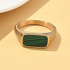 316L Stainless Steel Natural Malachite Finger Rings for Women RJEW-U054-02C-01G-2
