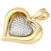 Rack Plating Heart Brass Micro Pave Clear Cubic Zirconia Pendants KK-P287-48A-GP-2