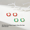 2 Pairs 2 Colors Two Tone 304 Stainless Steel Chunky Huggie Hoop Earrings with Enamel for Women EJEW-DC0001-38C-5