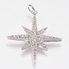 Brass Micro Pave Cubic Zirconia Pendants X-ZIRC-E145-52P-1