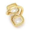 Rack Plating Brass Micro Pave Cubic Zirconia Heart Open Cuff Ring for Women RJEW-C082-16G-3