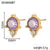 304 Stainless Steel Cubic Zirconia Stud Earrings STAS-OY009-15G-7