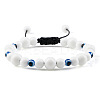 Round Natural White Jade Braided Beaded Bracelets XM7085-4-1