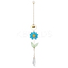 Alloy Enamel Bee & Glass Flower Crystal Suncatcher HJEW-TA00475-04-1