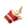 Brass Enamel & Rhinestone Pendants KK-H253-02G-2