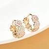 Daisy Brass Enamel Hoop Earrings for Women LS-EJEW-G434-01G-02-1