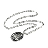 Religion 201 Stainless Steel Enamel Black Oval with Virgin Mary Pendant Necklaces NJEW-C104-02B-2