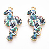 Printed Light Gold Tone Alloy Pendants ENAM-N056-210F-2