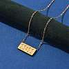 304 Stainless Steel 11:11 Number Rectangle Pendant Necklace with Cable Chains for Women NJEW-NH0001-04G-3