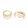 Brass Micro Pave Clear Cubic Zirconia Huggie Hoop Earrings LS-EJEW-G275-02G-3