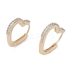 Clear Cubic Zirconia Heart Hoop Earrings EJEW-L292-010G-1