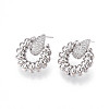 Brass Micro Pave Cubic Zirconia Stud Earrings KK-T074-45P-2