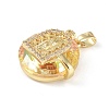 Brass Cubic Zirconia with Glass Pendents KK-Q815-12G-2