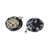 Natural Snowflake Obsidian Flat Round Pendants G-Q188-01P-02-2