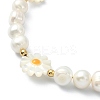 Flower Natural Pearl & Shell Beaded Bracelets for Women BJEW-TA00420-3