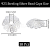 CREATCABIN 10Pcs 925 Sterling Silver Bead Caps STER-CN0001-37-2