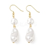 Electroplated 304 Stainless Steel Imitation Pearl Nuggets Dangle Earrings EJEW-Z129-08G-4