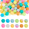 72Pcs 12 Colors  Luminous Hexagon Food Grade Silicone Beads SIL-TA0001-36-1