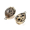 Natural Dalmatian Jasper Faceted Teardrop Connector Charms G-B081-03G-10-2