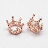 Crown Brass Micro Pave Grade AAA Cubic Zirconia Large Hole Beads LS-ZIRC-O022-60RG-NR-1