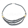 Non-Magnetic Synthetic Hematite & Turquoise Beades 3 Layer Necklaces NJEW-H307-01B-1
