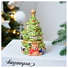 Porcelain Christmas Tree Decorative Hinged Jewelry Trinket Box DJEW-PW0012-055B-1