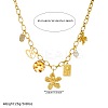304 Stainless Steel Flower Heart Tree & Plastic Pearl & Resin Disc Multi-Charm Bib Necklaces for Women WG8B7B1-01-4