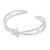 Star Zinc Alloy Hollow Open Cuff Bangles for Women BJEW-L688-01P-2