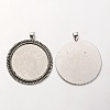 Tibetan Style Alloy Flat Round Pendant Cabochon Bezel Settings PALLOY-J494-44AS-1