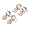 Natural Rose Quartz Dangle Stud Earrings EJEW-G454-01G-05-4