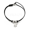 304 Stainless Steel Dog Charm Bracelet with Waxed Cord for Women BJEW-A125-25-1