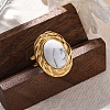 Oval Natural Howlite Finger Rings RJEW-M063-01G-10-1