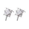 Brass Micro Pave Cubic Zirconia Studs Earrings Findings KK-K360-29P-1