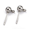 304 Stainless Steel Ball Post Stud Earring Findings STAS-Z035-01P-H-2