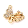 Brass Micro Pave Clear Cubic Zirconia Charms KK-G503-38G-2