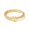 Clear Cubic Zirconia Initial Letter Adjustable Ring RJEW-C052-01G-H-2