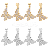 8Pcs 2 Colors Brass Micro Pave Clear Cubic Zirconia Pendants ZIRC-FH0001-28-1