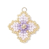 Handmade Glass Seed Beaded Quatrefoil Pattern Pendants PALLOY-MZ00965-02-1