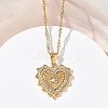 304 Stainless Steel Rhinestone Pendant Necklaces for Women NJEW-B150-01G-02-3