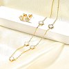 Flower 304 Stainless Steel Shell Necklaces & Stud Earring Set for Women SJEW-C007-05G-2