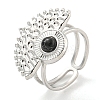 304 Stainless Steel Synthetic Turquoise Cuff Rings G-Z056-02P-01-1