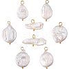 8Pcs 4 Styles Baroque Natural Keshi Pearl Pendants PALLOY-AB00030-1
