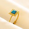 Square Synthetic Turquoise Finger Rings EW3188-6-1