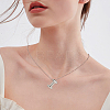 1pc Brass Chain with Alloy Letter Pendants Necklaces NJEW-LP0001-41I-P-4