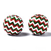 Painted Natural Wood European Beads WOOD-S057-034-2