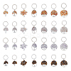 4 Sets 4 Styles Natural Gemstone Chip & Alloy Tree of Life Pendant Keychain KEYC-FH0001-45B-1